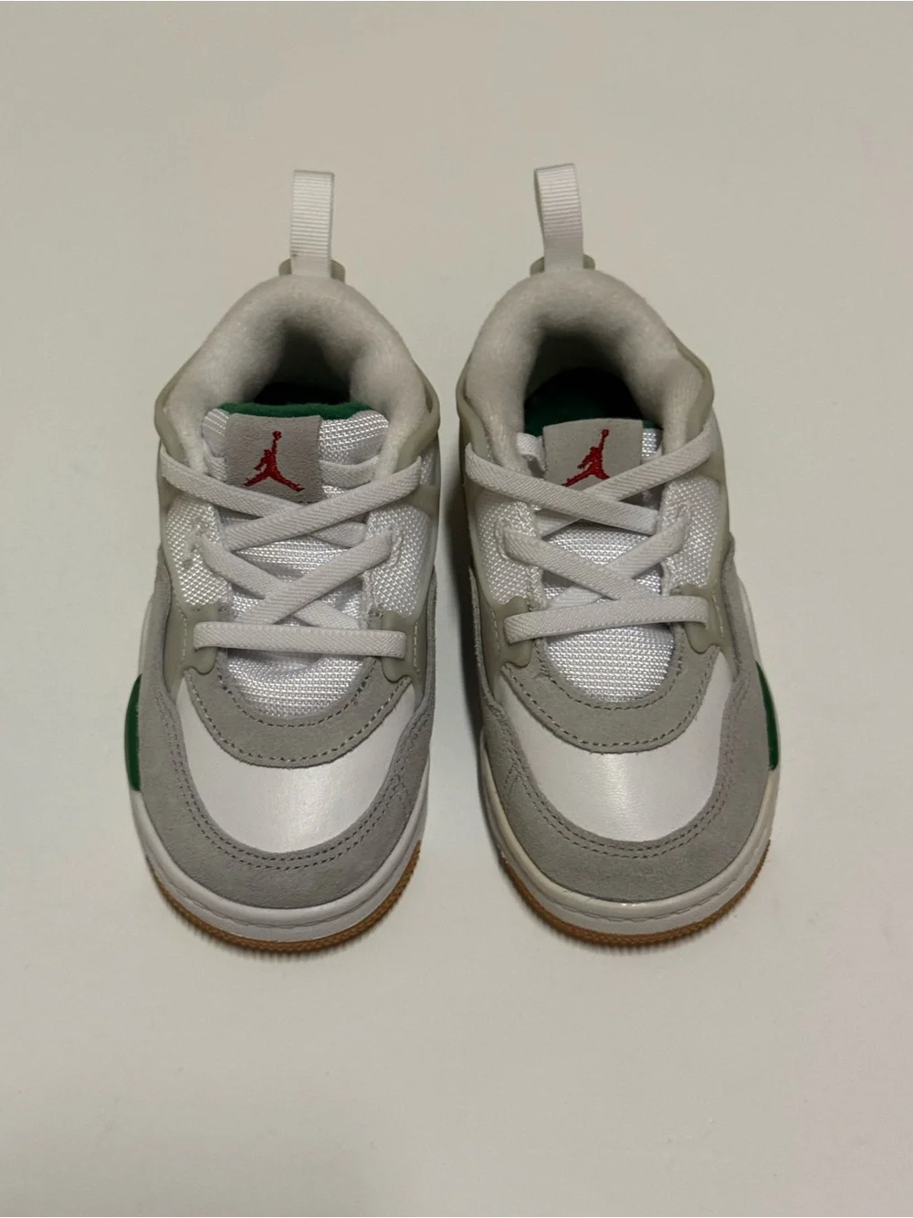 Nike Air Jordan J4 RM Toddler Sneakers White Green Gray Leather Mesh Size 8C